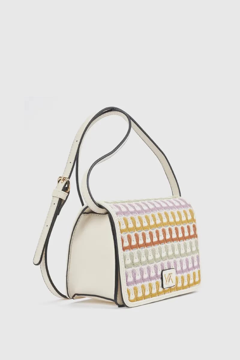Borsa a tracolla con ricamo geometrico | Verde Fashion - 2