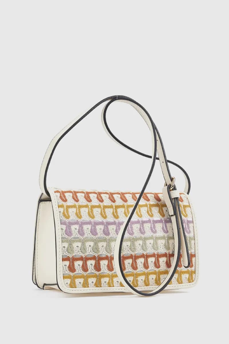 Borsa a tracolla con ricamo geometrico | Verde Fashion - 3