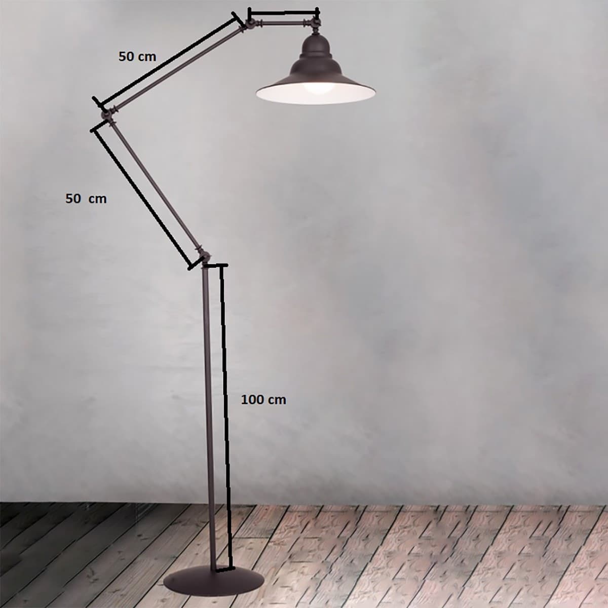 Piantana arco moderna LAM GD Service VIENNA 0165 1PP E27 LED acciaio alluminio lampada terra - 7