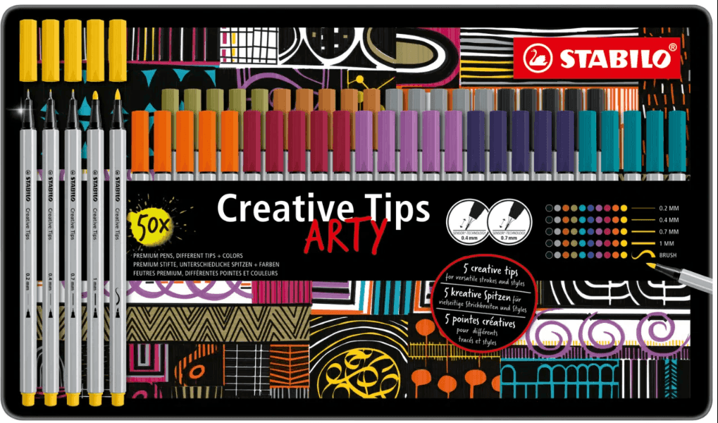 Stabilo - Set Creative Tips Scatola in metallo Arty da 50 prodotti (89/50-6-20) - 2