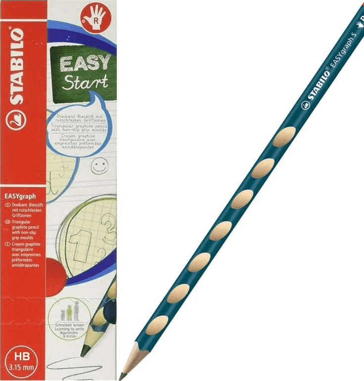 Stabilo - Conf. 6 Matite Easy Graph in grafite ergonomica con fusto sottile per Destrimani color petrolio - HB