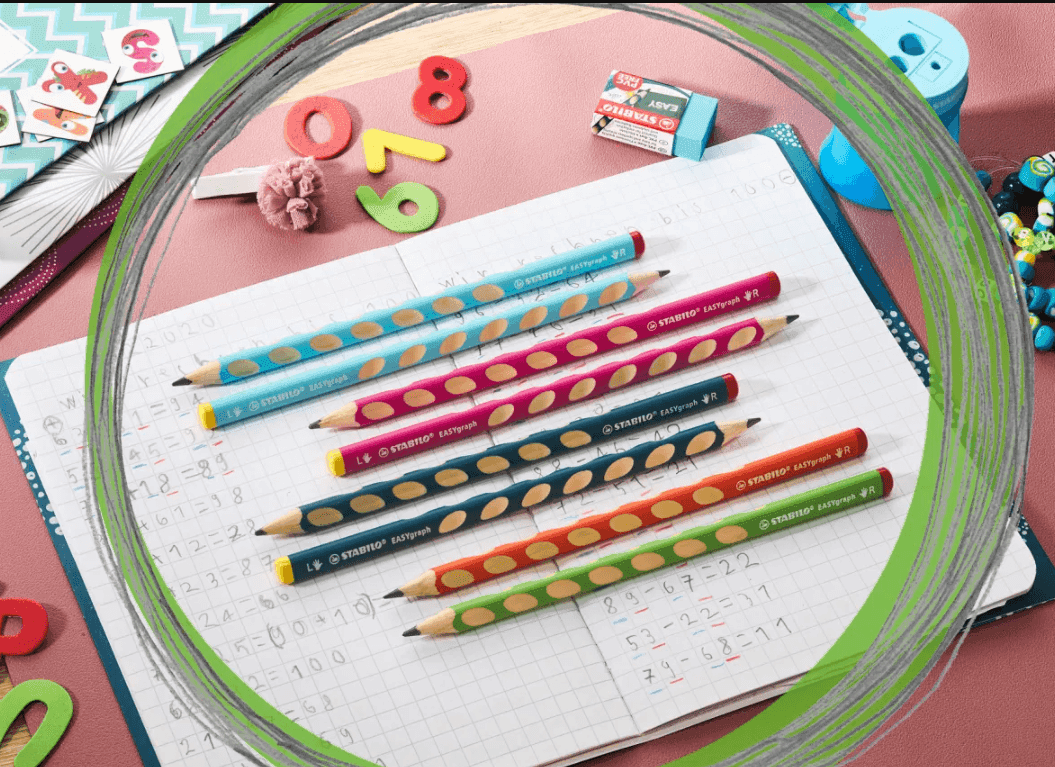 Stabilo - Conf. 6 Matite Easy Graph in grafite ergonomica con fusto sottile per Destrimani color petrolio - HB - 4