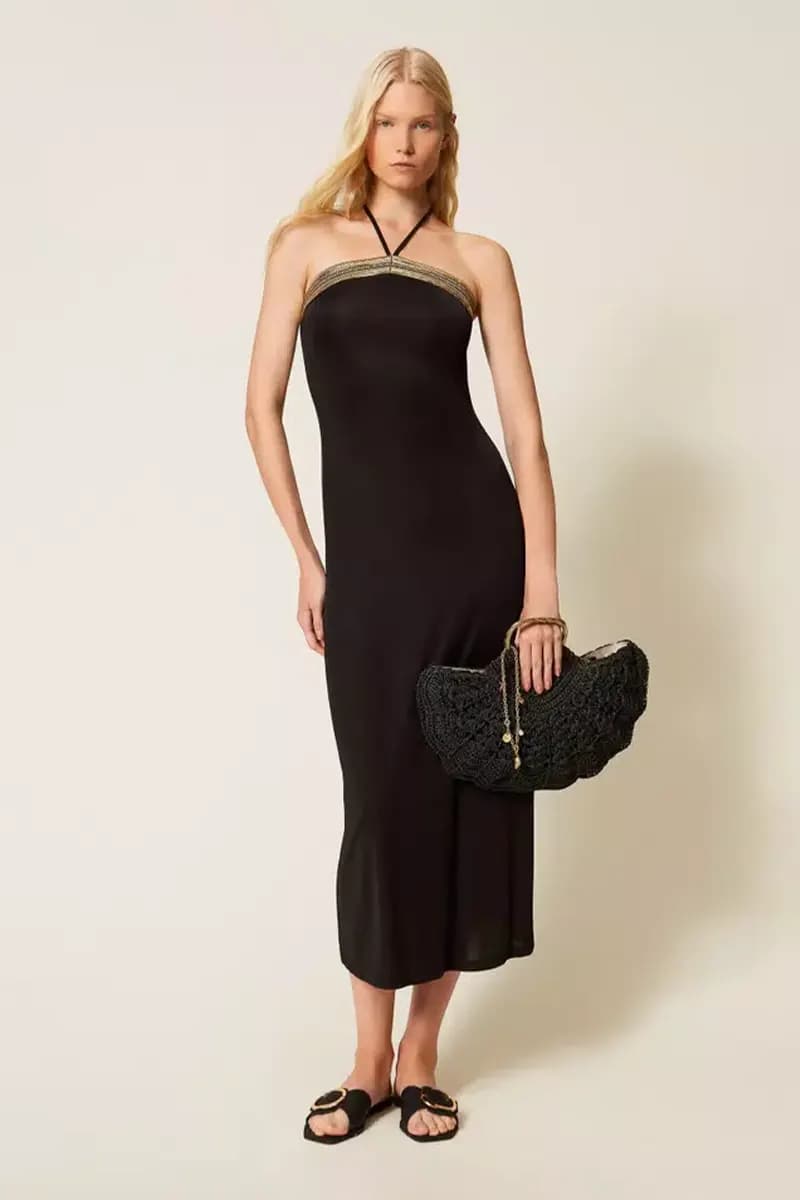 Abito lungo in viscosa con paillettes | TWINSET - 6