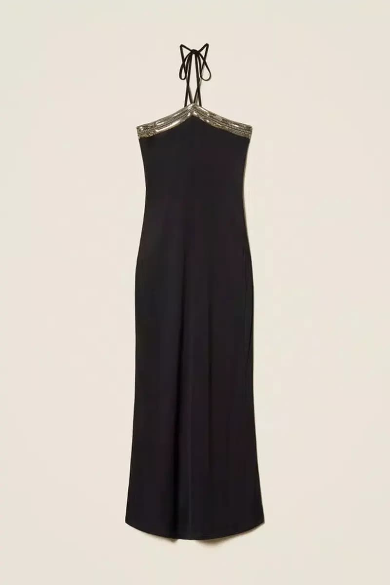 Abito lungo in viscosa con paillettes | TWINSET - 5