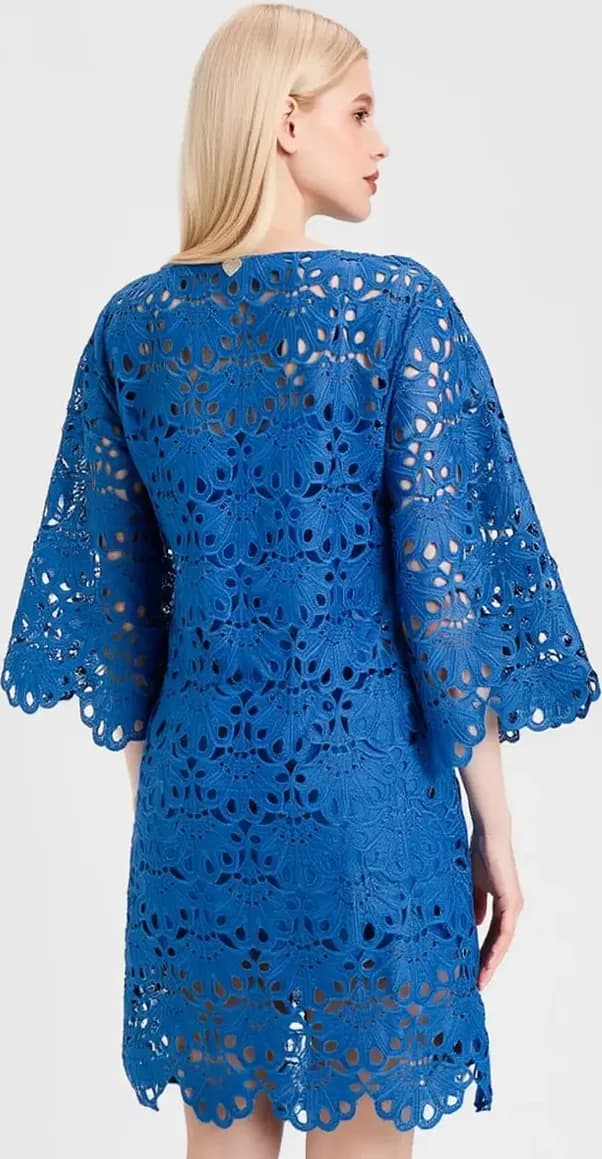 Abito corto in pizzo traforato con sottoveste | TWINSET - 2