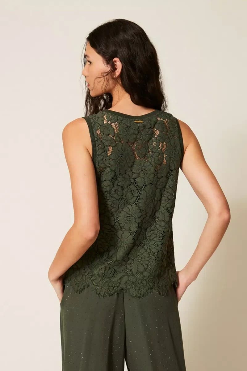 Top in pizzo fiorato | TWINSET - 2
