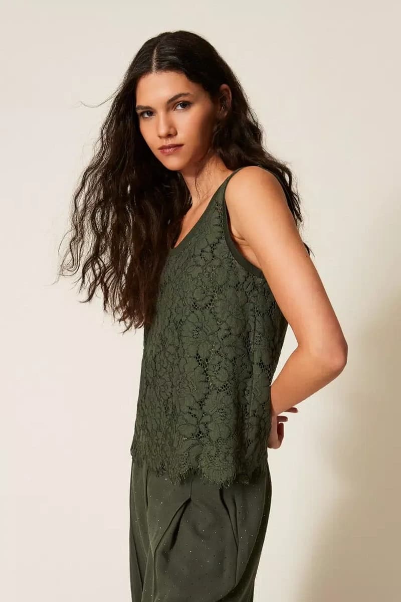 Top in pizzo fiorato | TWINSET - 3