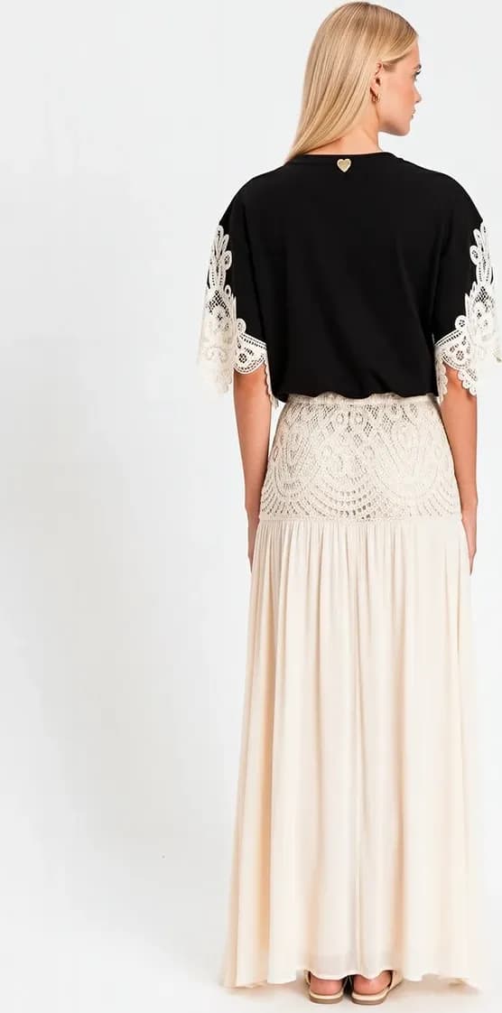 Gonna lunga in crochet e mussola | TWINSET - 2