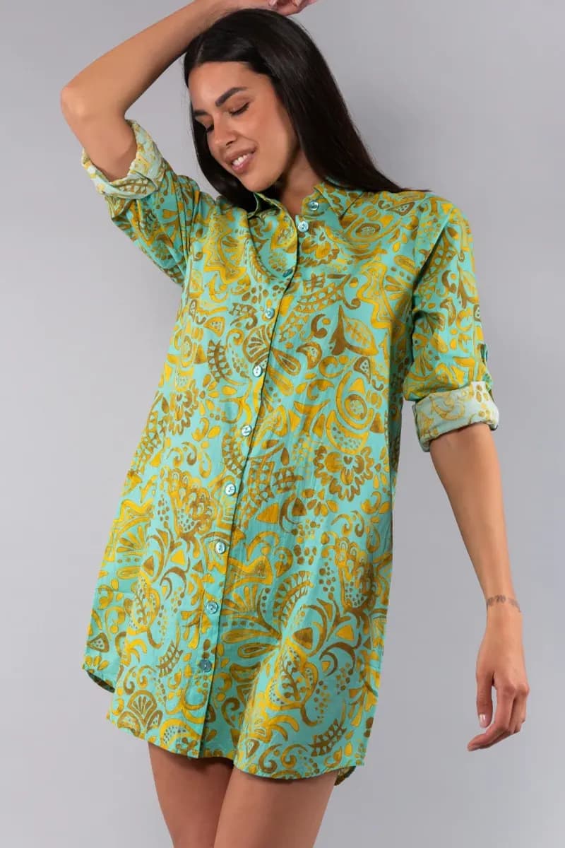 Camicia lunga fantasia Malibu | VERDISSIMA Mare - 12