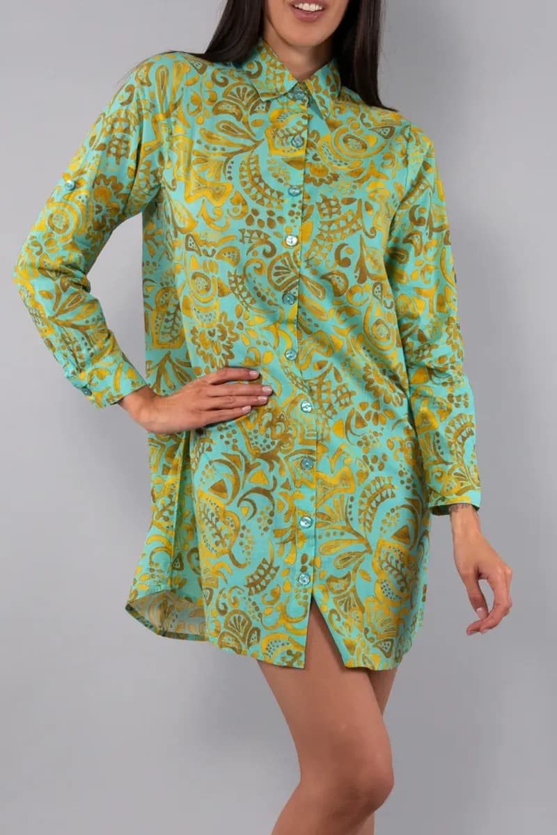 Camicia lunga fantasia Malibu | VERDISSIMA Mare - 3