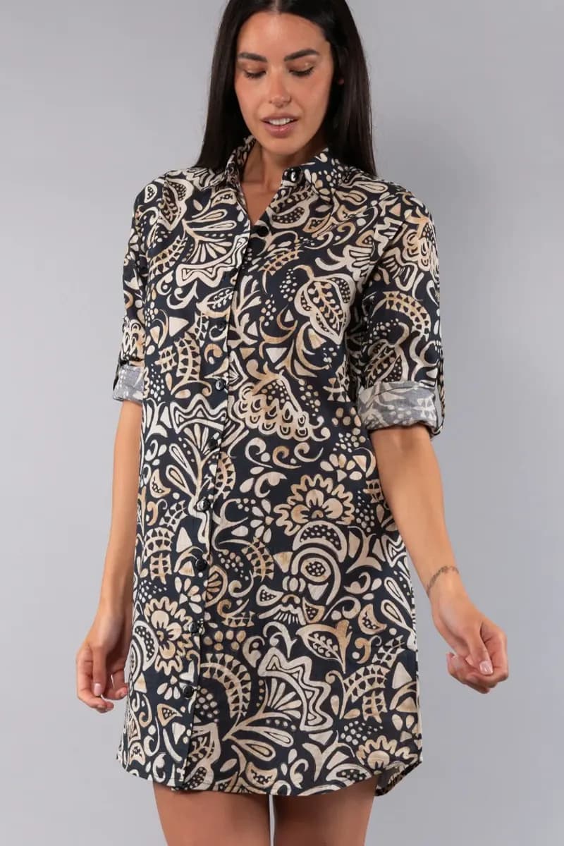 Camicia lunga fantasia Malibu | VERDISSIMA Mare - 6