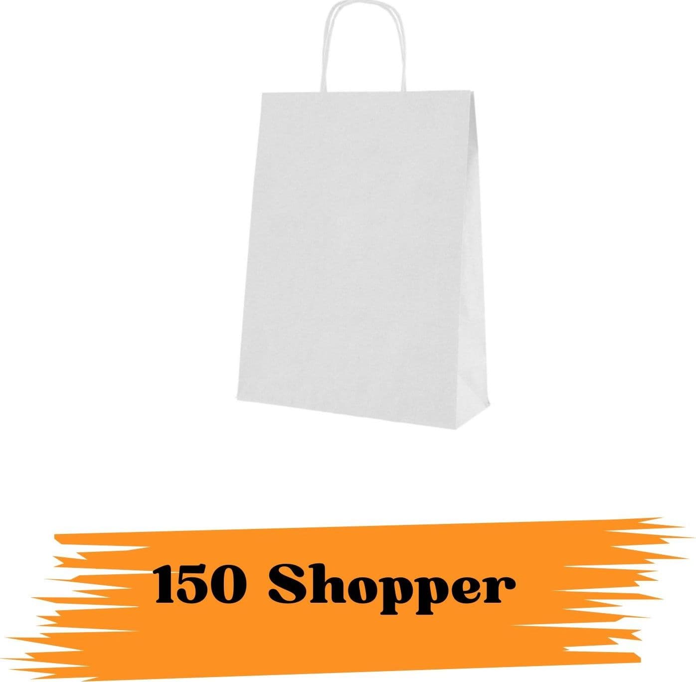 EcoPrice Buste Shopper Carta Manici 32x13x28cm White 150pz