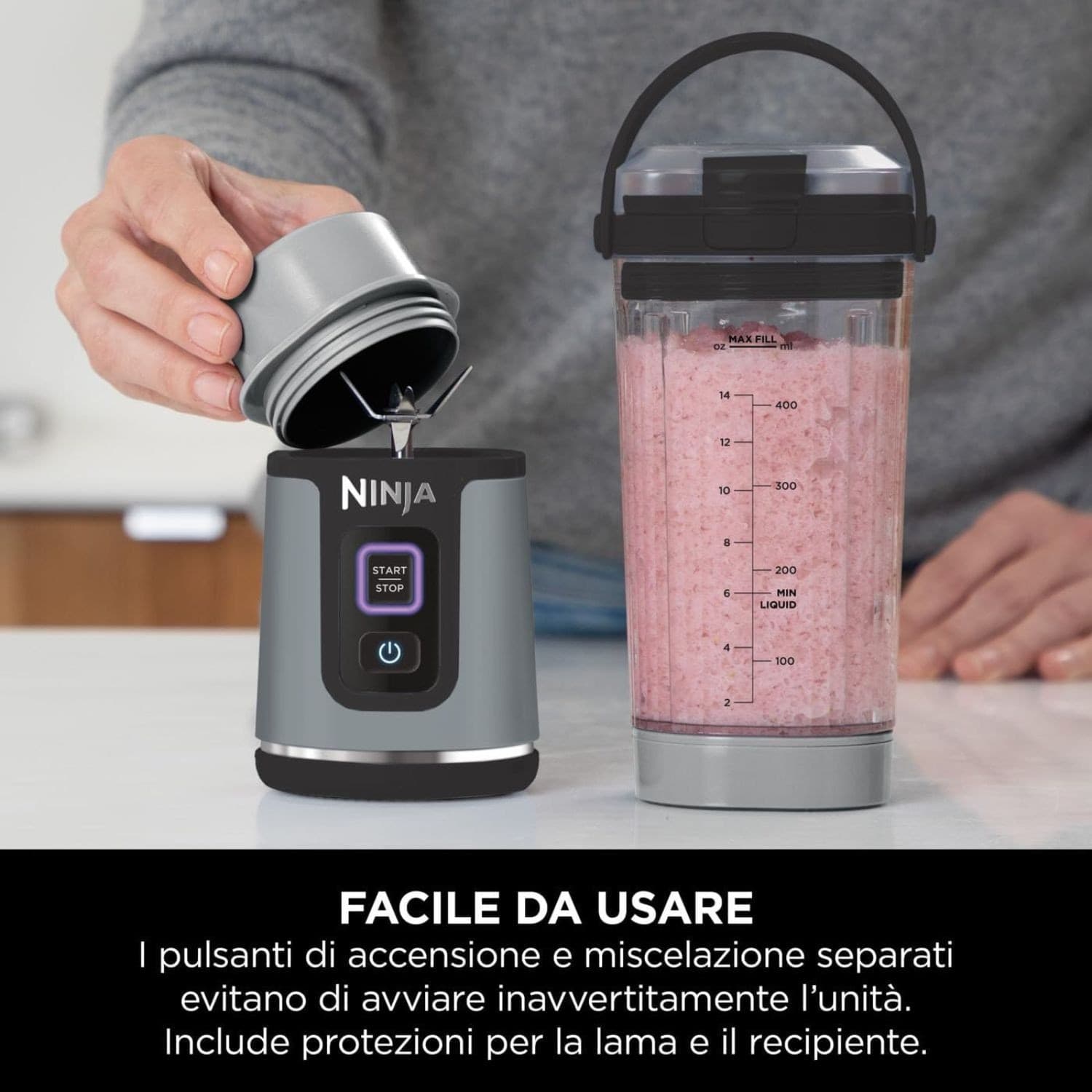 Ninja Frullatore Portatile Blast Ricar. 470ml Black BC151EUBK - 4