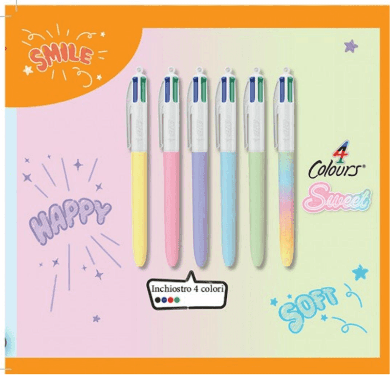 Bic - Penna 4 colori sweet fashion fusto pastello e arcobaleno - 2