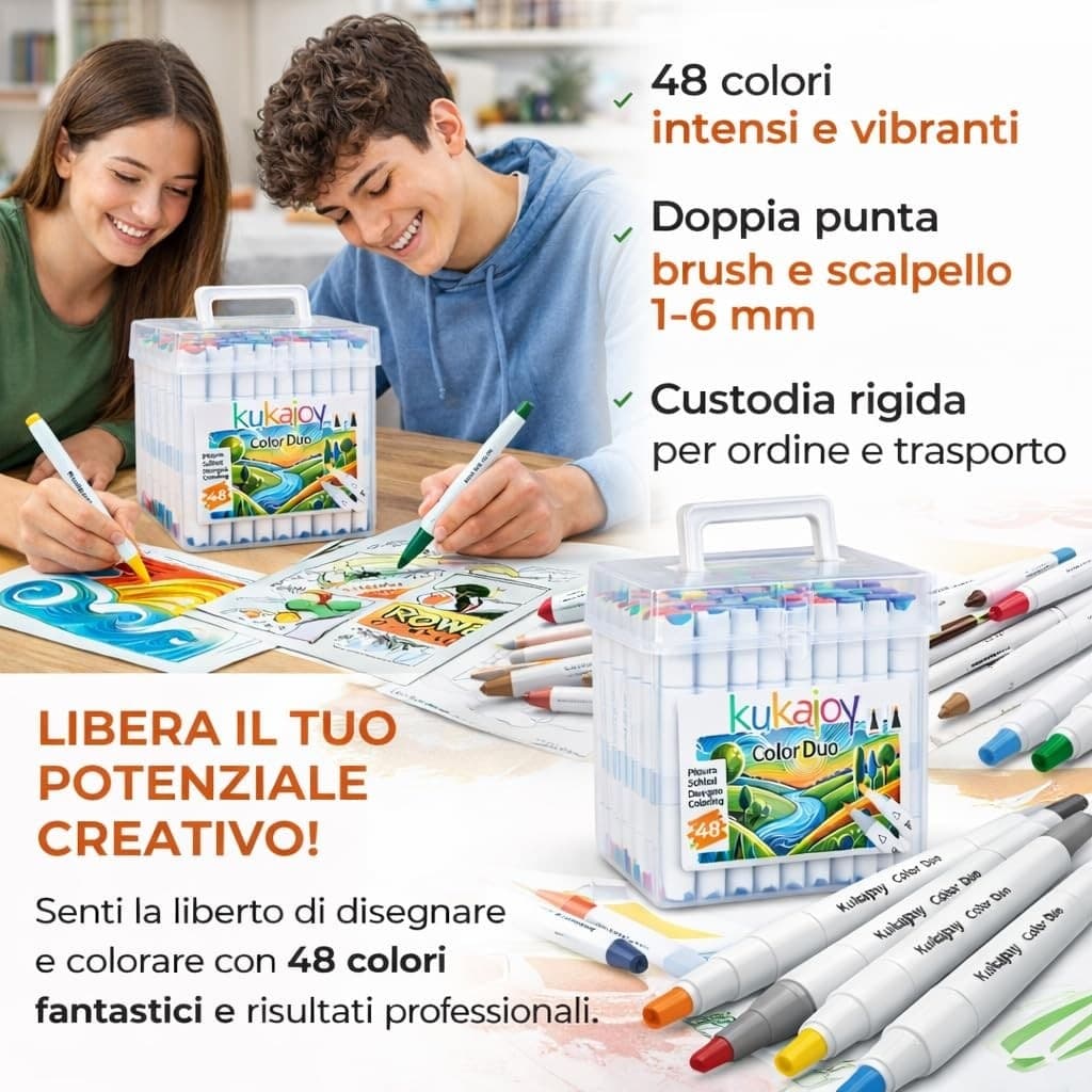 CARTOSPEDÌA 48 Pennarelli Brush Doppia Punta Kukajoy Color Duo –  1–6 mm - 4