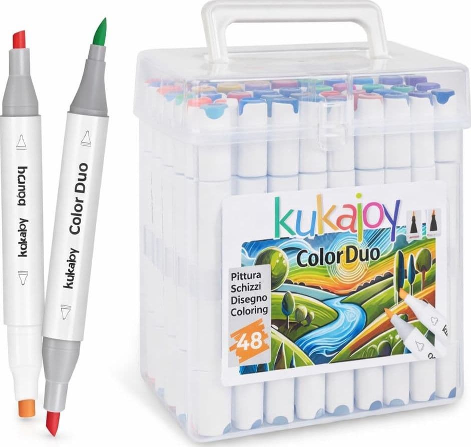 CARTOSPEDÌA 48 Pennarelli Brush Doppia Punta Kukajoy Color Duo –  1–6 mm - 7