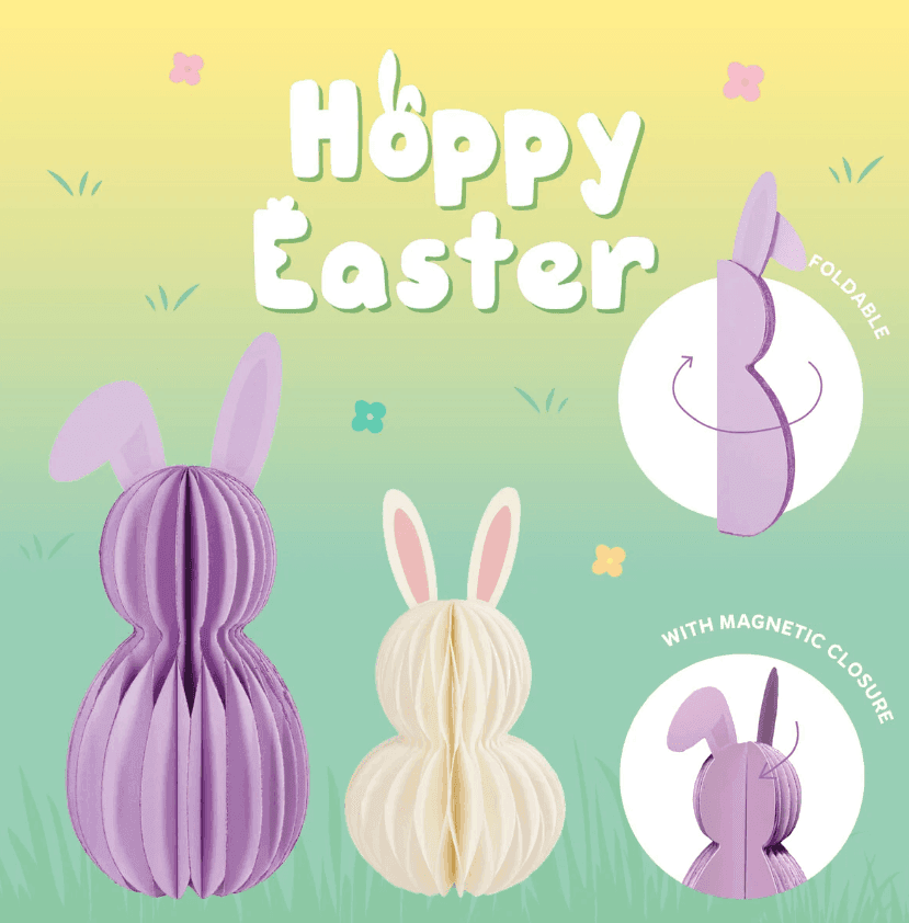 Legami - Decorazione Set di 2 Coniglietti Pieghevoli in Carta - Hoppy Easter (VPEB0001) - 2