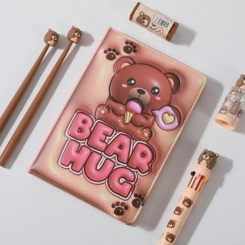 I-TOTAL® - Notebook A5 pagine bianche con copertina 3D, squishy 196 facciate (BEAR) - 3