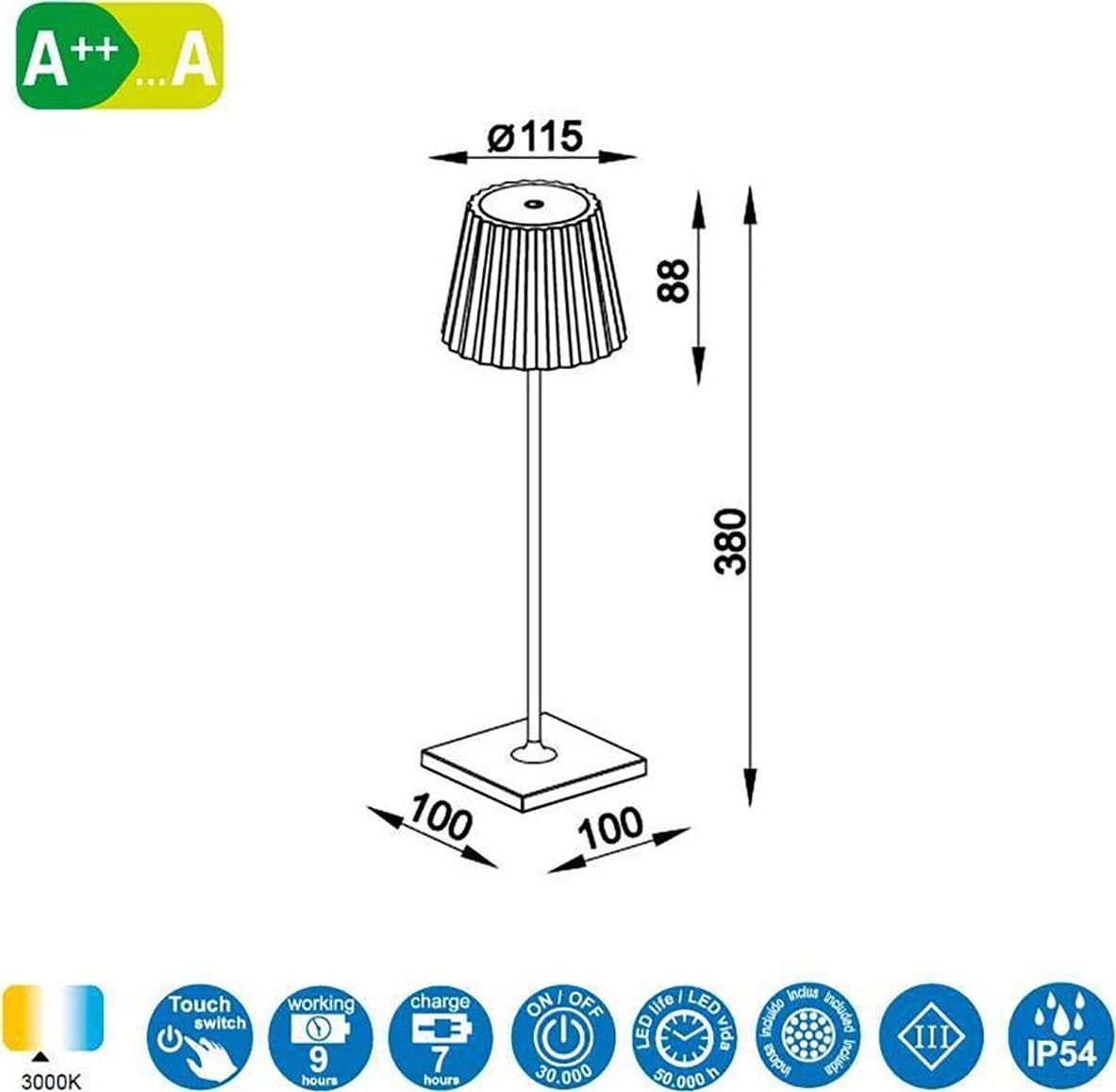 Abat-jour esterno Mantra K2 6481 LED 2.2W 188LM 3000K IP54 touch dimmerabile lampada tavolo giardino - 5