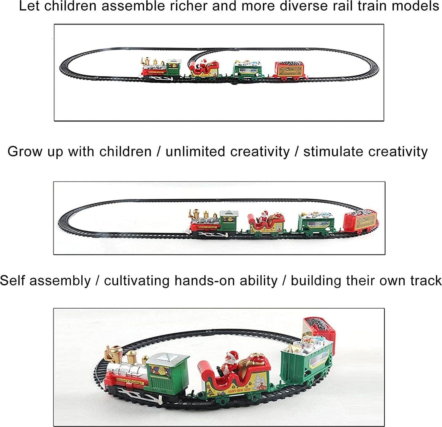 Trenino natalizio sott' Albero di natale con binari e vagoni 192 cm - 4