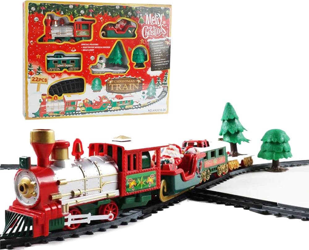 Trenino natalizio sott' Albero di natale con binari e vagoni 107 cm - 2