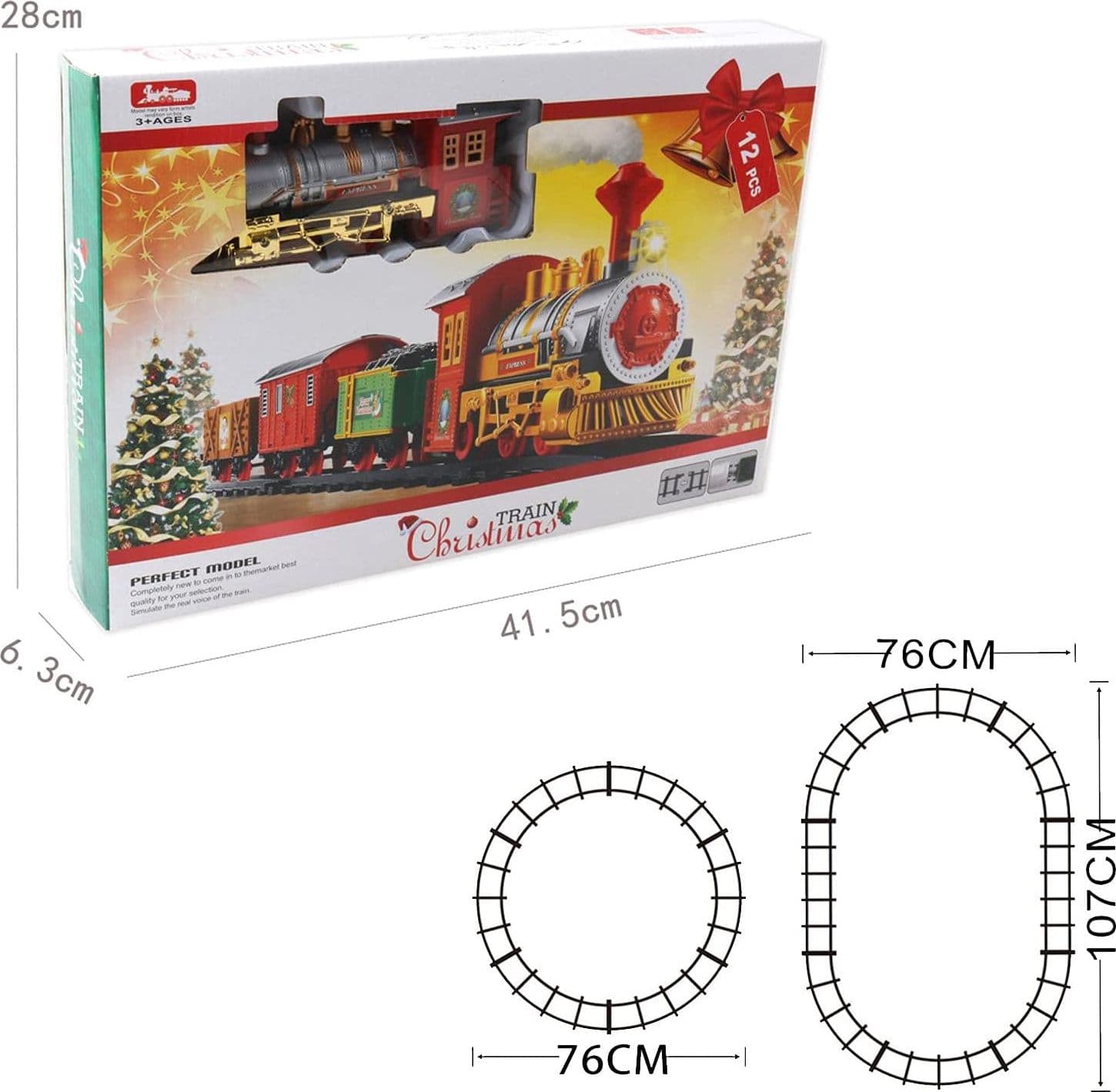 Trenino natalizio sott' Albero di natale con binari e vagoni 107 cm - 4