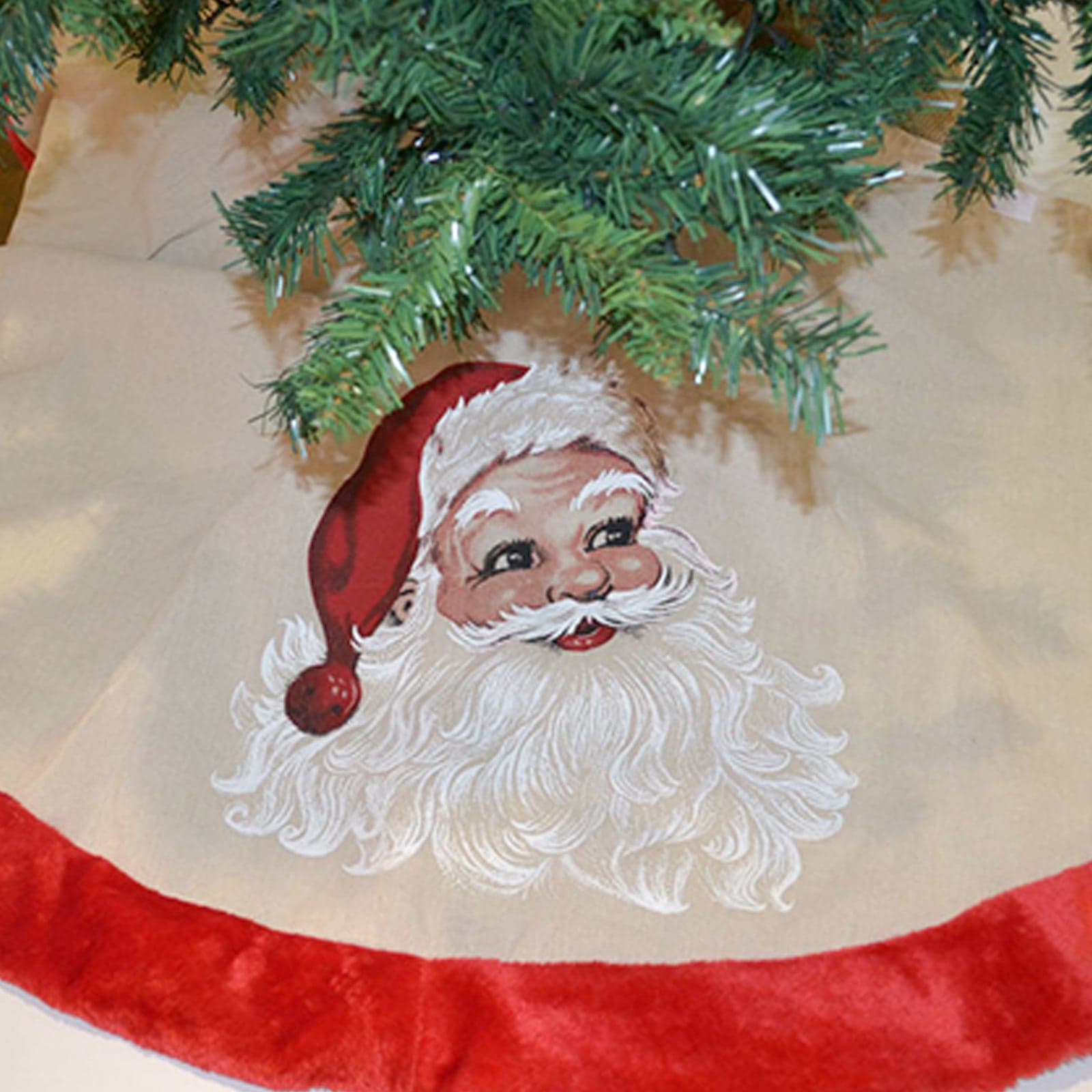 Copri base per albero di Natale Rosso e Bianco in pelliccia da Ø 144 cm - 2