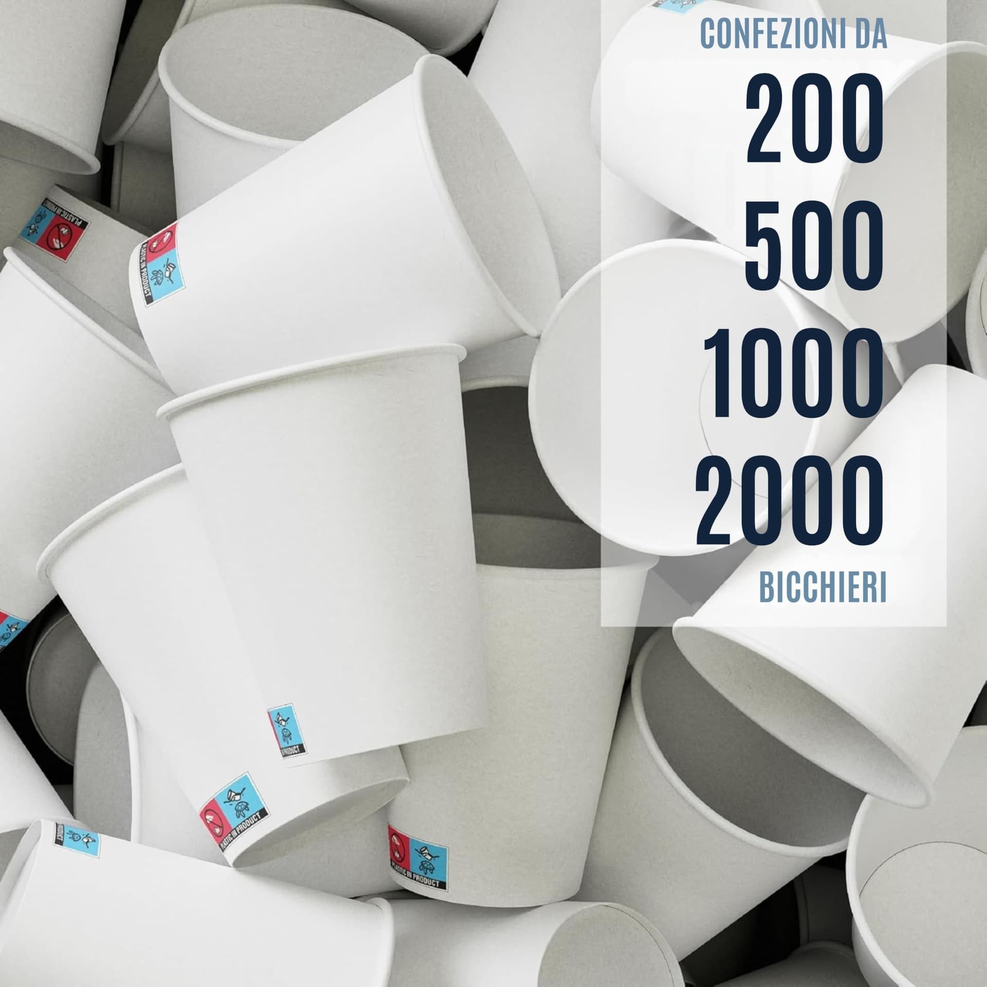 CARTOSPEDÌA - 500 Bicchieri Carta Da 200 ml, Biodegradabili e Compostabili, Usa e Getta, Monouso, Ecologici - 4