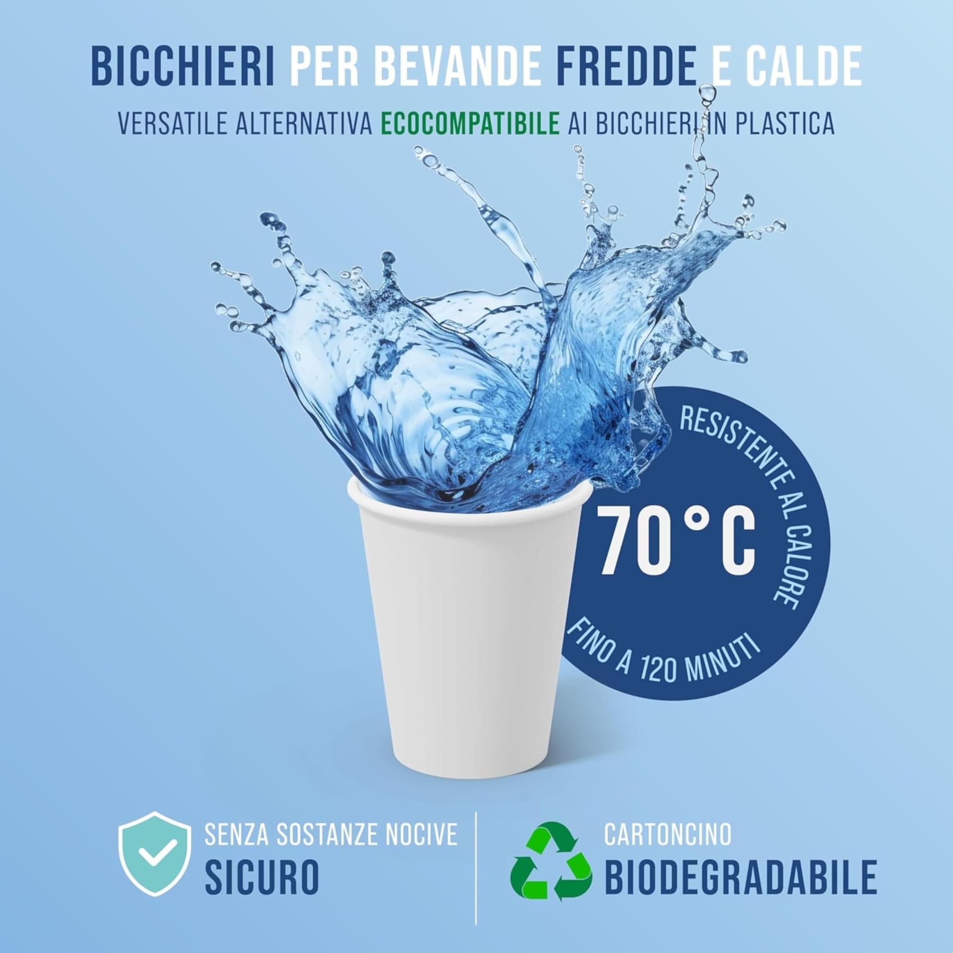 CARTOSPEDÌA - 1000 Bicchieri Carta Da 240 ml, Biodegradabili e Compostabili, Usa e Getta, Monouso, Ecologici - 5