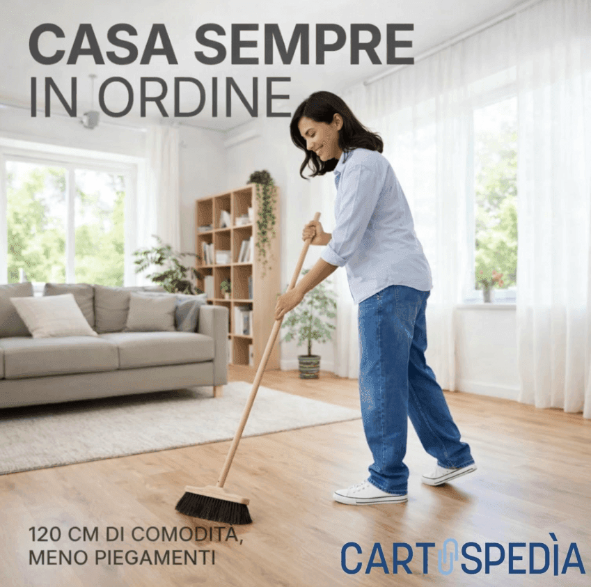 Cartospedìa - SET COMPLETO Manico Scopa  + SCOPA E PALETTA con Manico Lungo + 1 Rotolo da 15 Sacchi Spazzatura (55x65) - 5