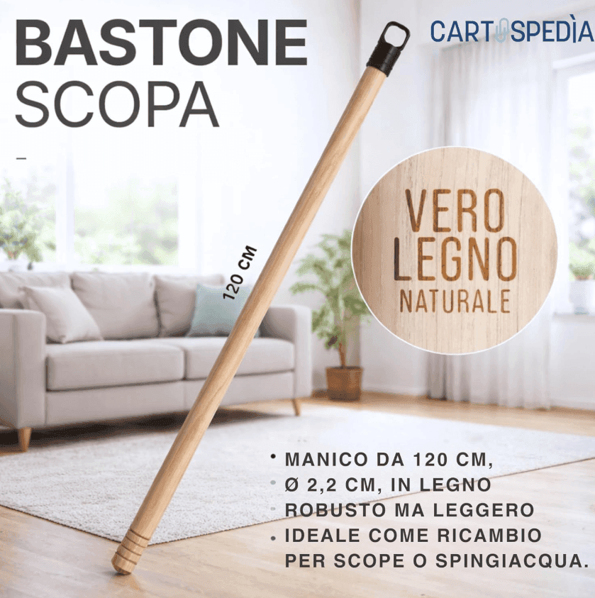 Cartospedìa - SET MANICO SCOPA + SCOPA E PALETTA con Manico Lungo per Pulizia Casa e Uso Professionale - 4