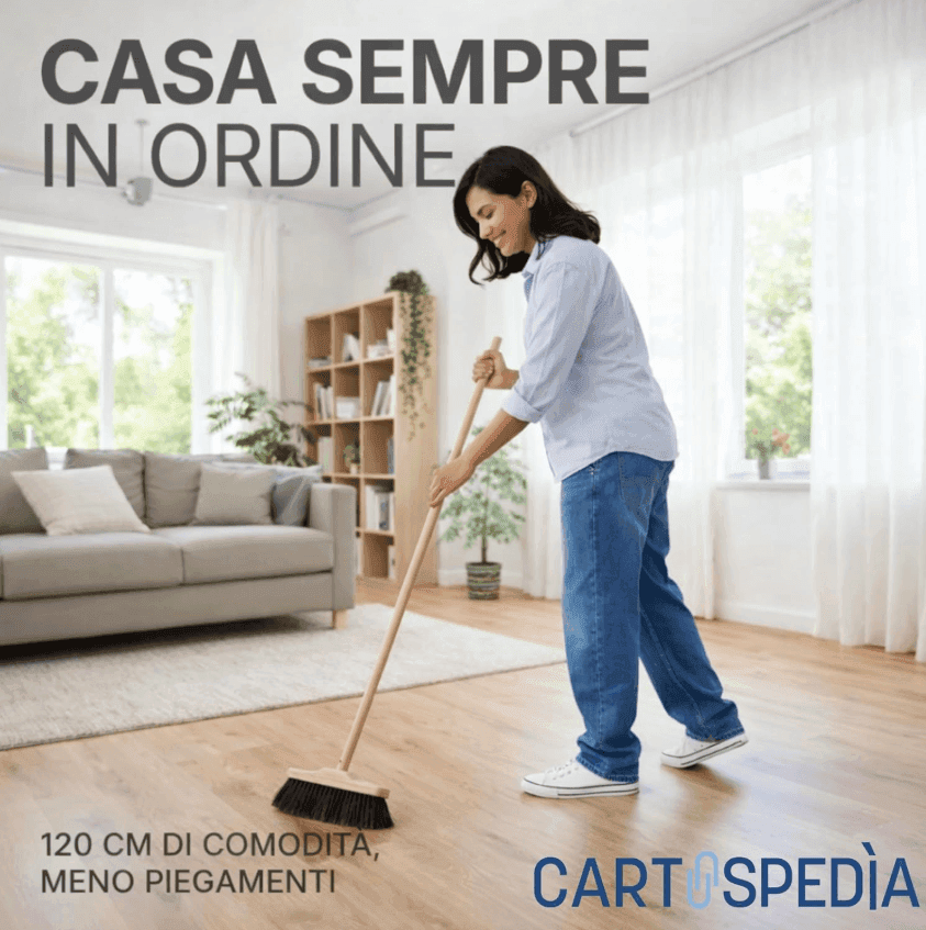 Cartospedìa - SET MANICO SCOPA + SCOPA E PALETTA con Manico Lungo per Pulizia Casa e Uso Professionale - 7