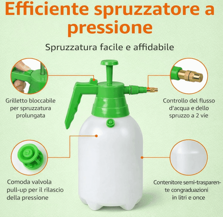 Cartospedìa - Spruzzatore a Pressione 3 Litri con Ugello Regolabile  e Valvola di Sicurezza per Giardino e Casa - 2