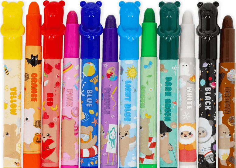 Legami - Set di 12 Pastelli a Cera a Rotazione - Teddy Friends (VCRA0001)