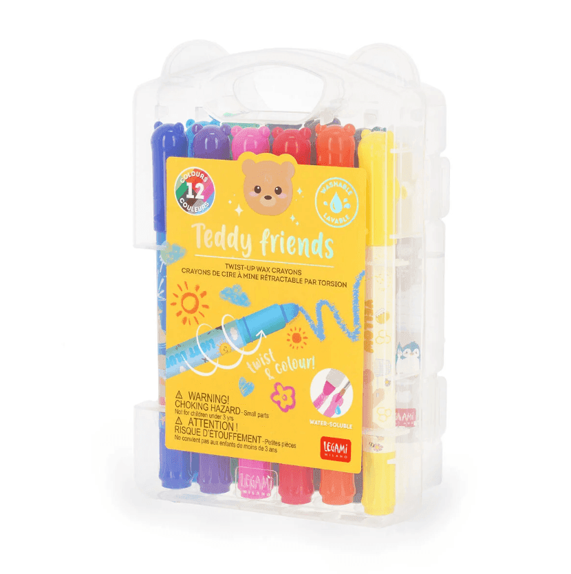 Legami - Set di 12 Pastelli a Cera a Rotazione - Teddy Friends (VCRA0001) - 3