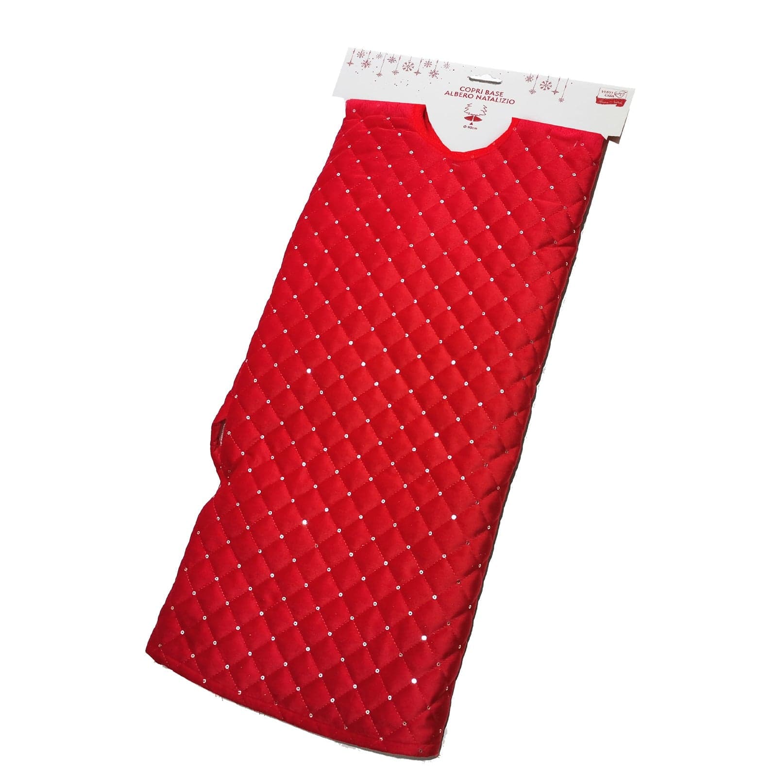 Copri base rosso con paillettes tondo da Ø 120 cm per albero di Natale - 2
