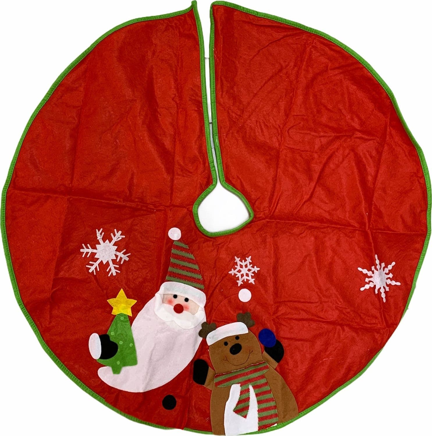 Copri base in panno Rosso per Albero di Natale con disegno tondo da Ø 90 cm - 3