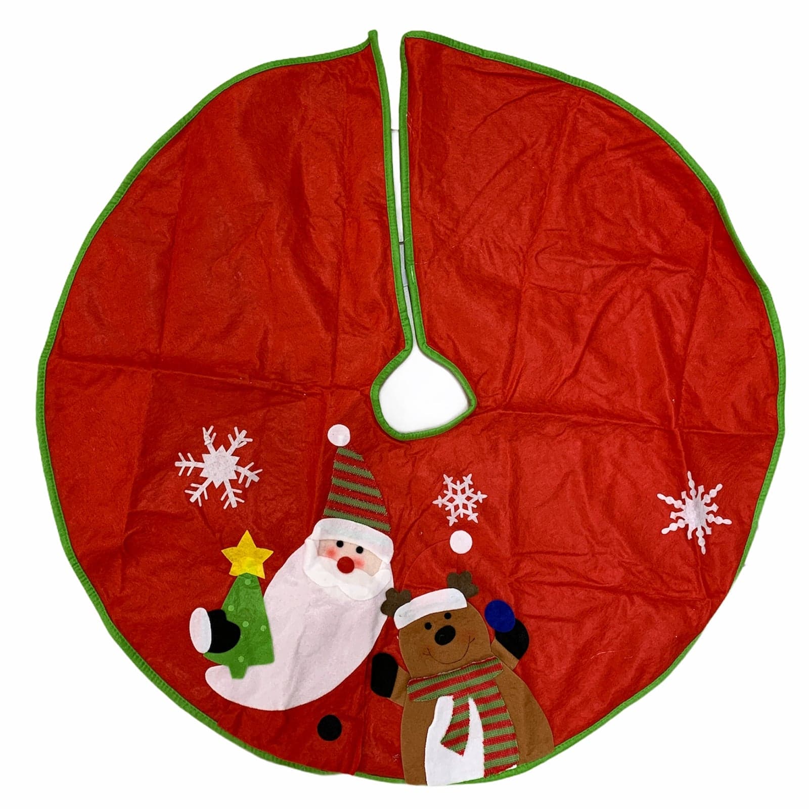 Copri base in panno Rosso per Albero di Natale con disegno tondo da Ø 90 cm - 3