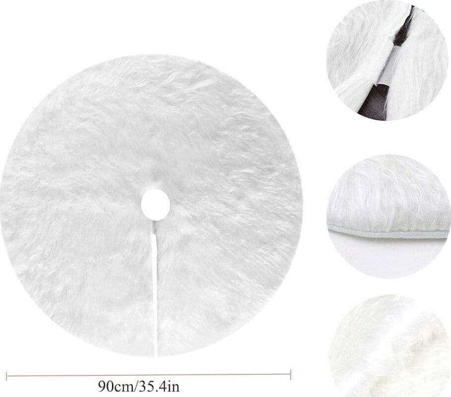 Copri base Bianco per Albero di Natale a pelo sintetico lungo tondo - 5