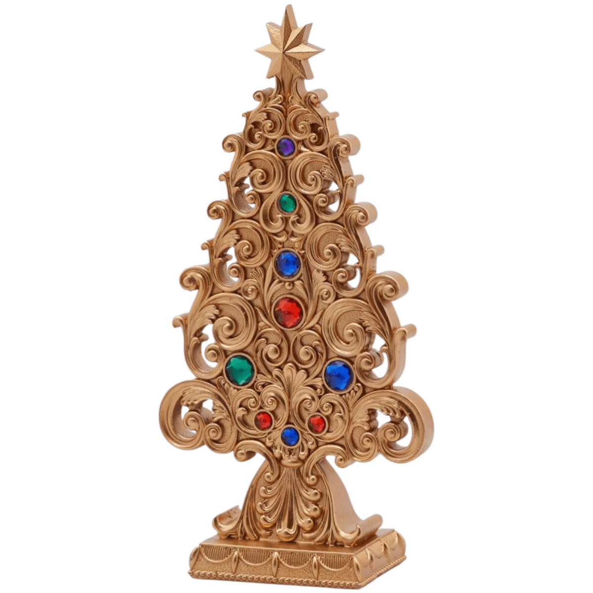 Alberello di Natale con Gemme, pino in poliresina color oro h 38 cm - 2