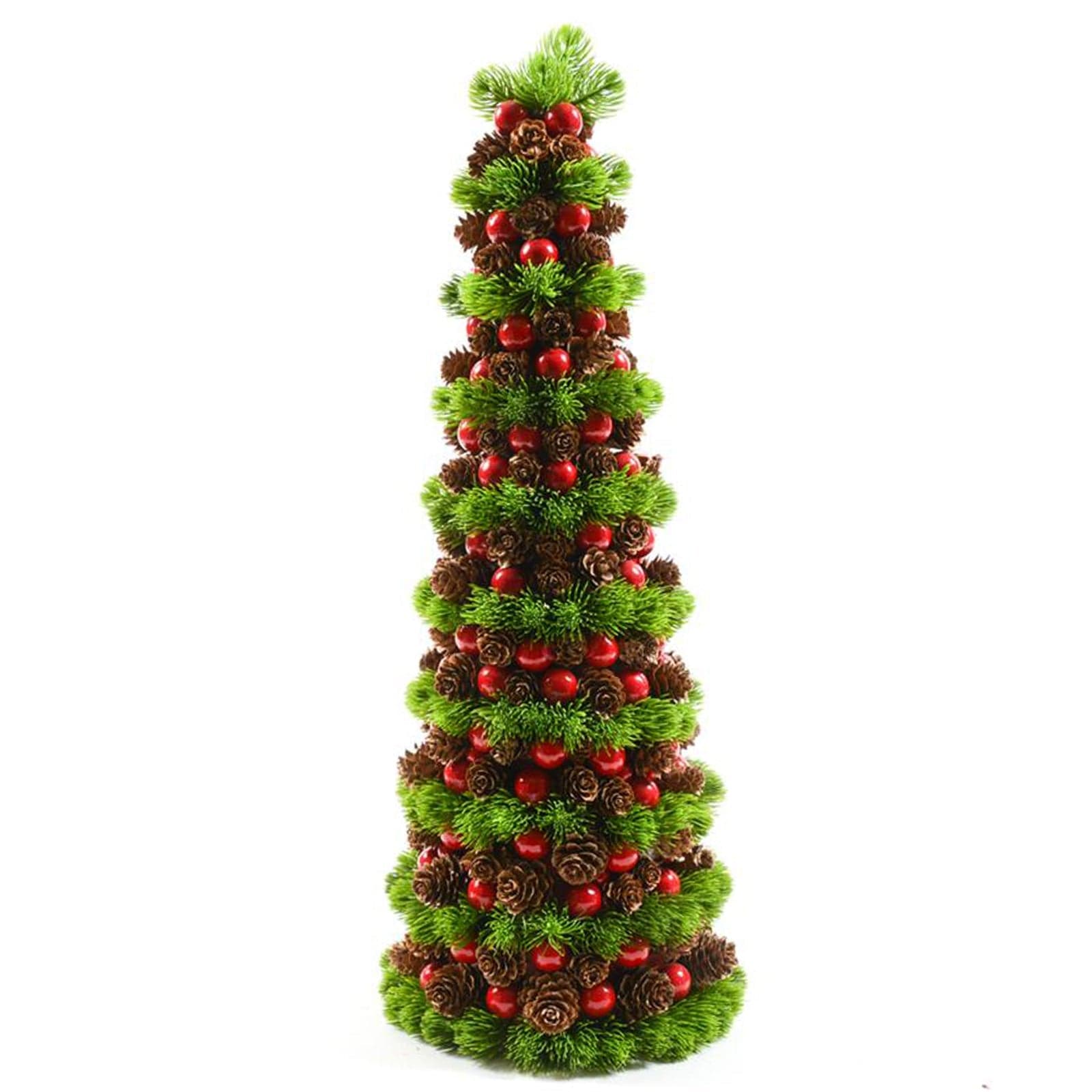 Albero di Natale verde con bacche e pigne in polistirolo Ø 20 x h 53 cm - 2