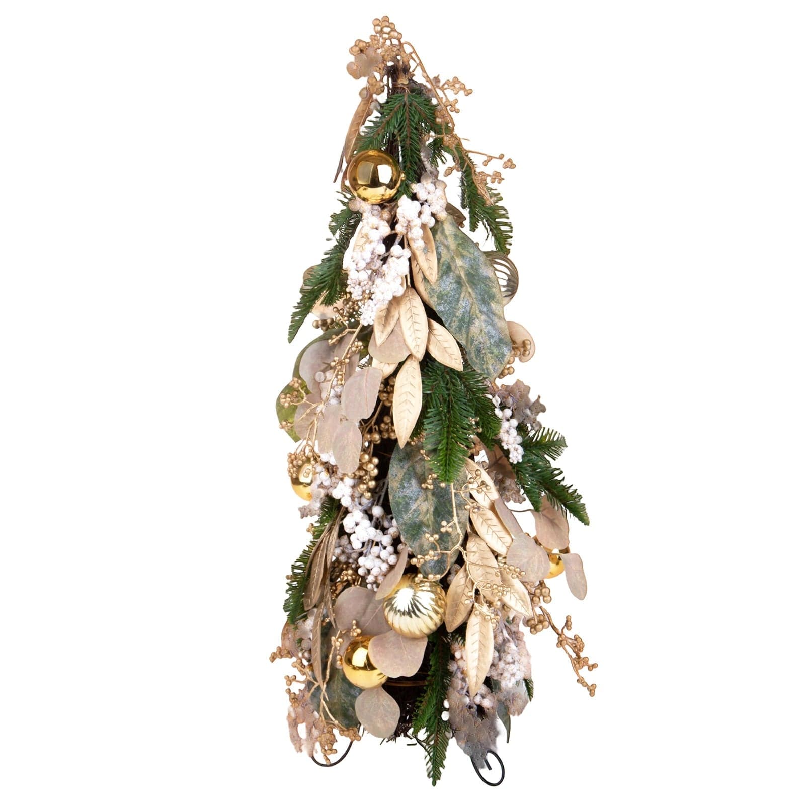 Alberello di Natale con bacche e sfere oro decorazione per interno Verde h 70 cm - 2