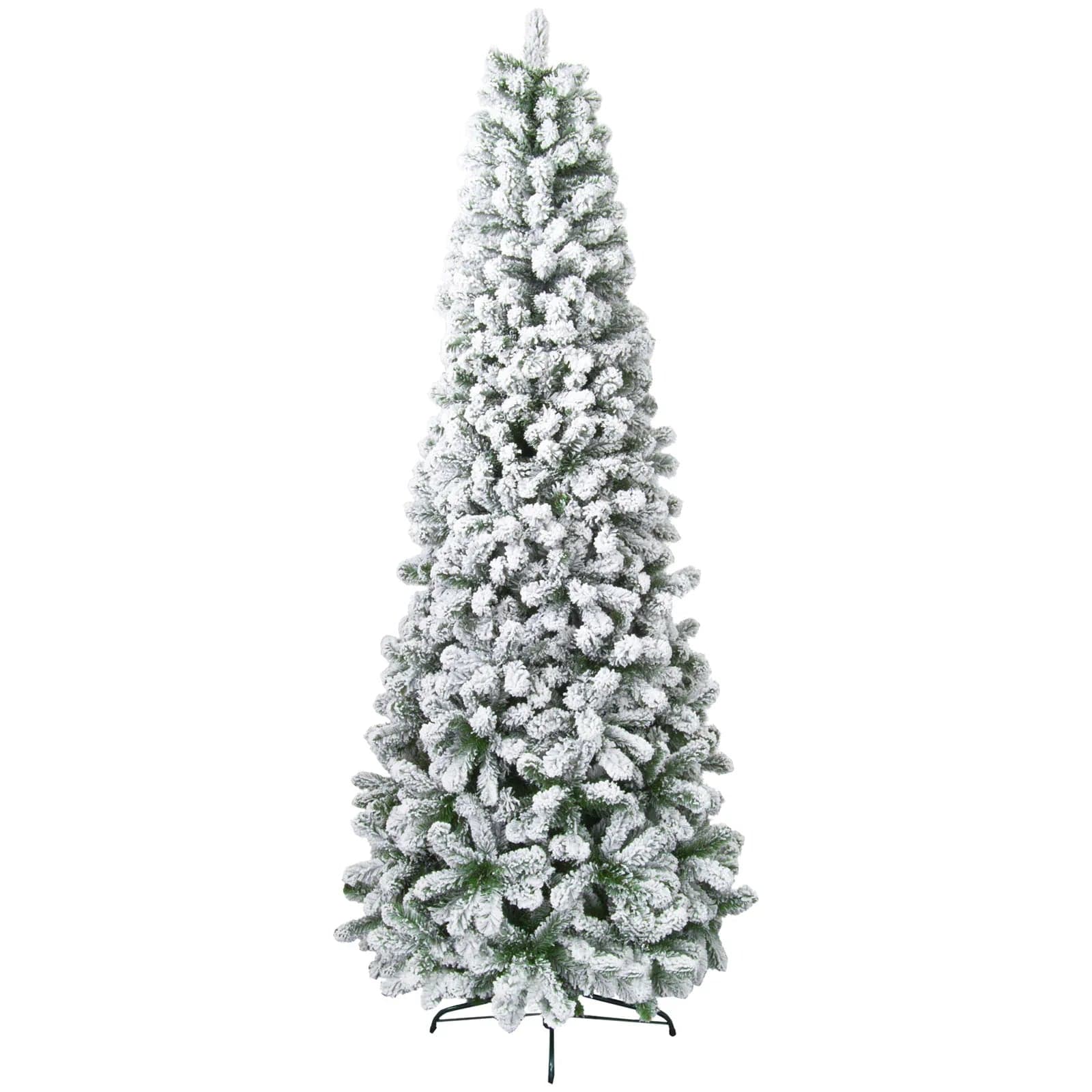 Albero di Natale innevato Slim "Corvara" in PP Effetto Aghi di Pino PVC +Flock - 5
