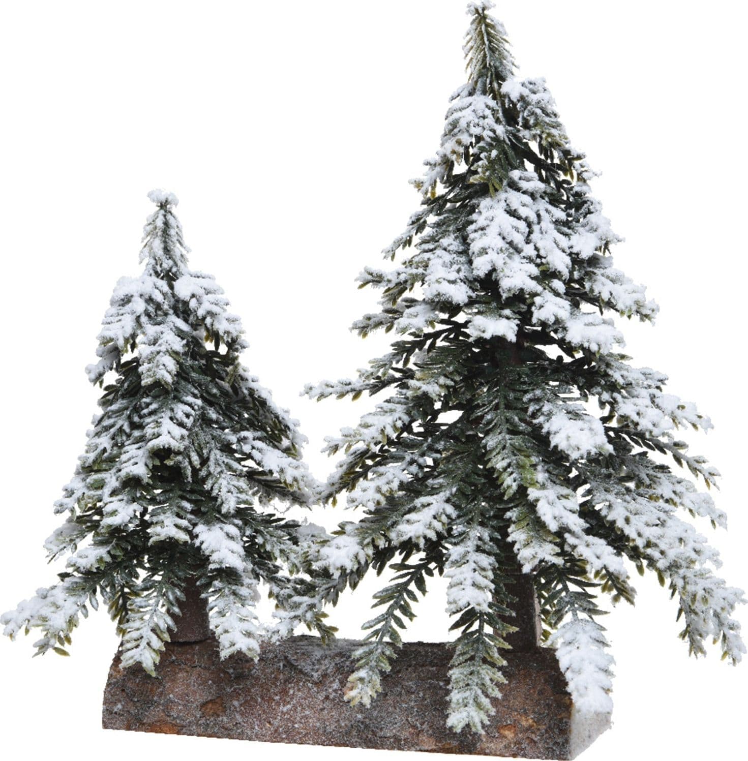 Alberelli di Natale innevati con base in legno in PE Effetto Real Touch h 27 cm - 2