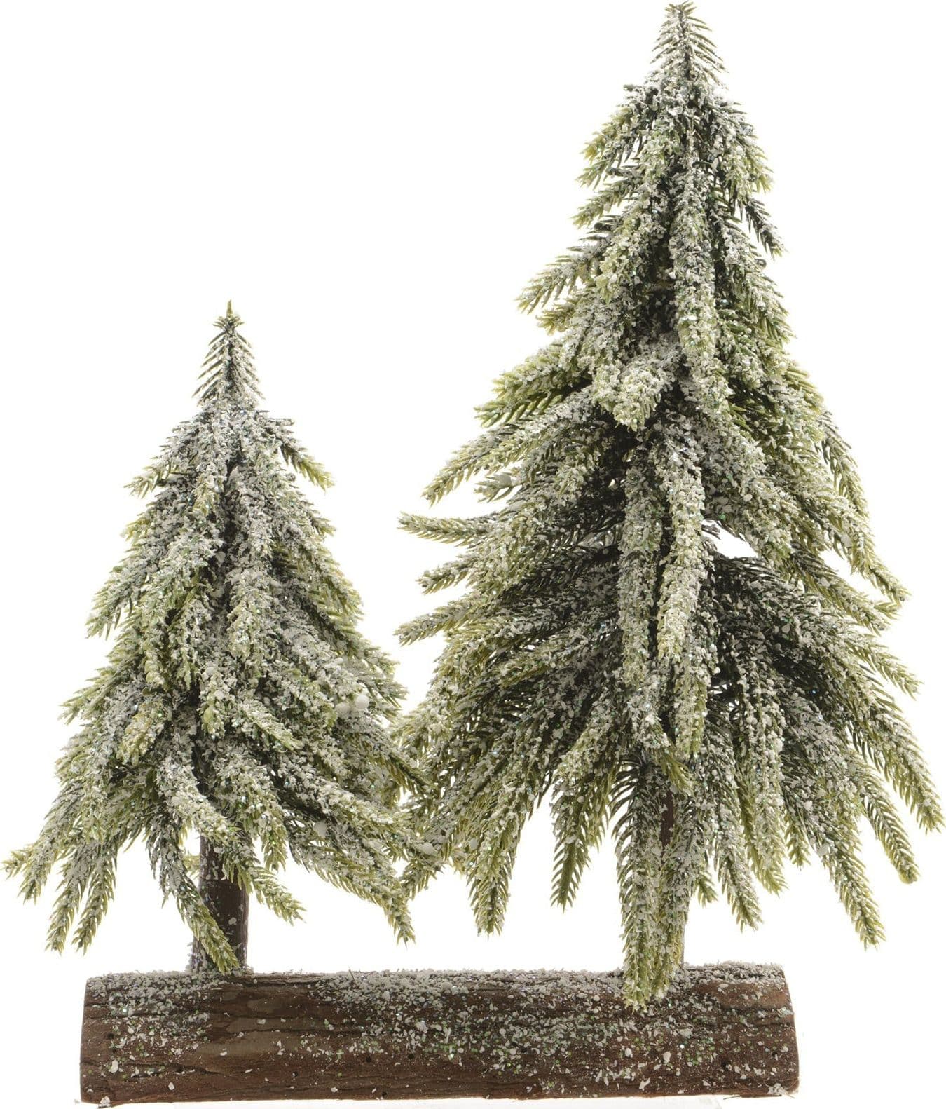 Alberelli di Natale innevati con base in legno in PE Effetto Real Touch h 23 cm