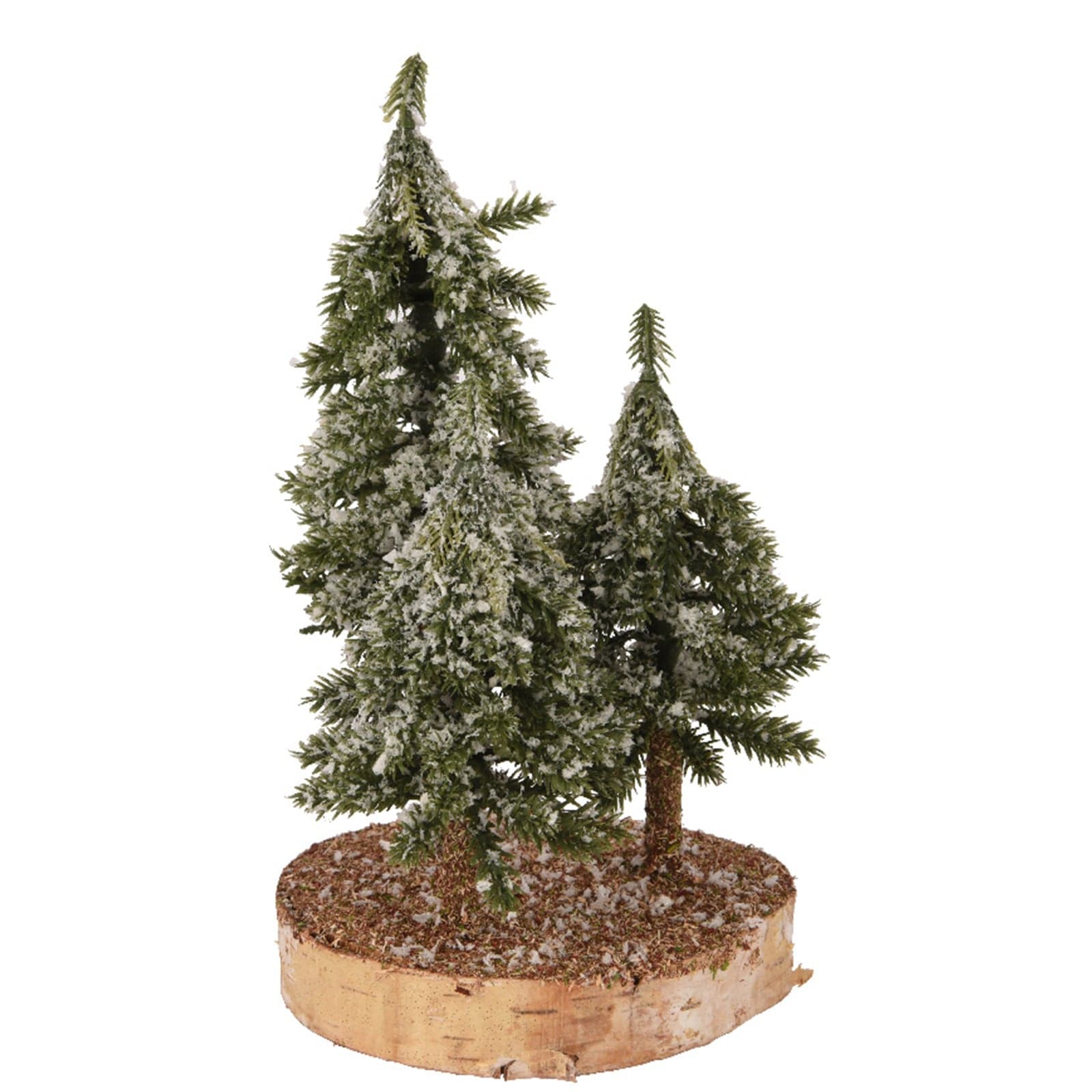 Alberelli di Natale innevati con base in legno in PE Effetto Real Touch h 23 cm - 2