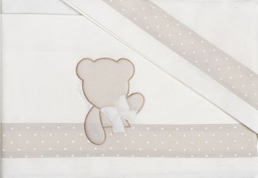 Completo Lenzuola 3pz Coccolissimi Baloo – Bianco/Tortora
