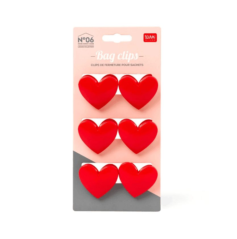 Legami - Set di 6 Clip Chiudi Pacco, per Chiudere le Confezioni, 4,5x4 cm, Tema Heart - 5