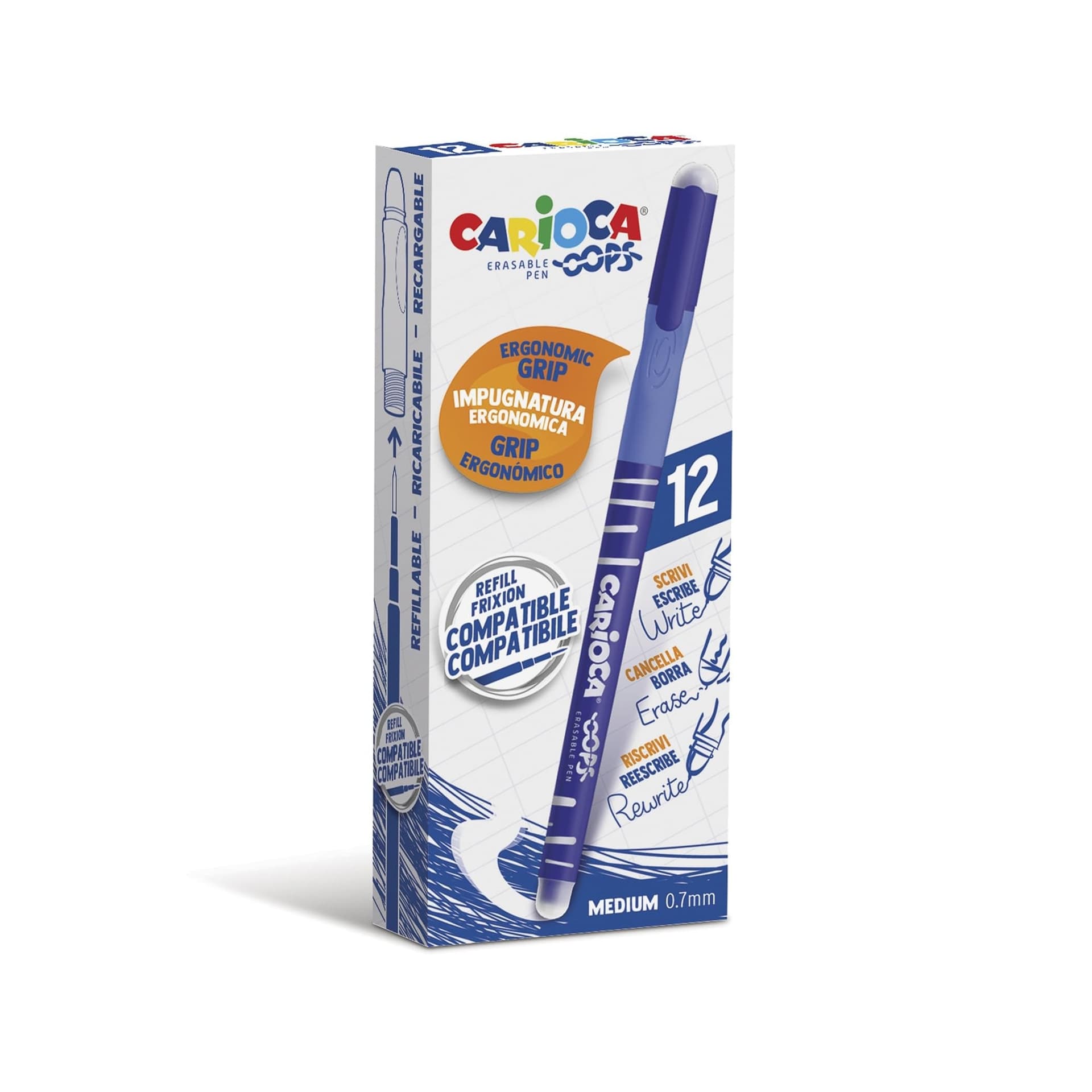 Carioca - Penna Cancellabile Oops Blu confezione da 12 - 2
