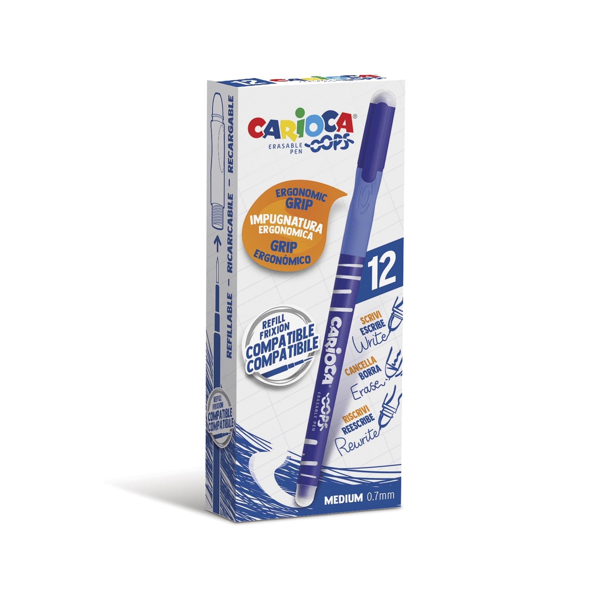 Carioca - Penna Cancellabile Oops Blu confezione da 12 - 2